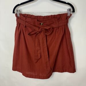 Nwt American Eagle Rust Paperbag Waist Skirt Linen Blend Sz Large